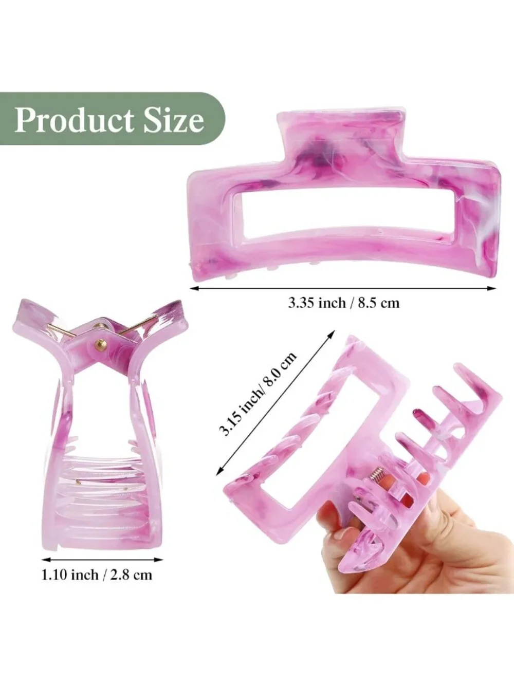 64 Pcs Medium Hair Claw Clips Set - Multicolor Matte Rectangle Clamps for Thick